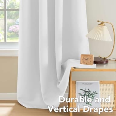 H.VERSAILTEX White Curtains 84 inches Long for Living Room Thermal Insulated Room Darkening Window Treatment Panels Drapes Light Reducing Curtains for Bedroom, 2 Panels, 52" W x 84" L, White - Image 8