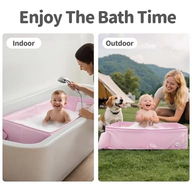 Bella’s Friends Baby Collapsible Bathtub, Travel Bath Tub for Baby, Foldable and Portable, Easy Storage, Reinforced Structure, Lightweight, Travel Essentials for 6M-3Y Infant Toddler, Pink - Image 2