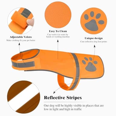 Candofly Reflective Dog Vest, High Visibility Safety Pet Hunting Jacket for Night Walking Camping (Orange, Medium) - Image 4