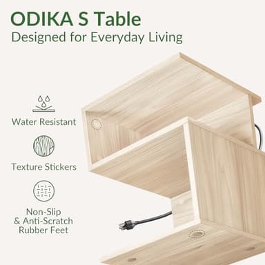 ODIKA Night Stand Set of 2 for Bedroom Beside Table with Charging Station Wood Nightstand with Storage, End Table with USB Ports and Outlets (Natural w/Charging Combo) - Image 5