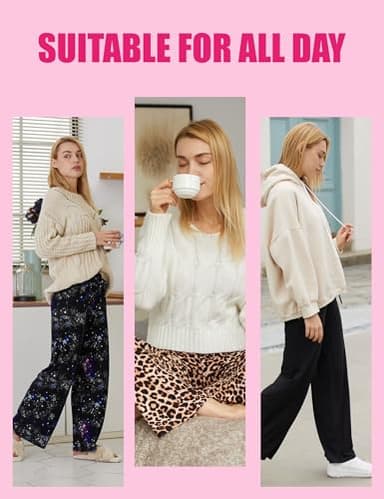 Showitty 1/3 Pack Wide Leg Yoga Pants for Women, Comfy Lounge Pajama Sweatpants Loose Causal Palazzo with Pockets - Image 7