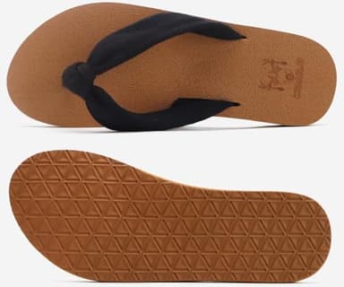 KuaiLu Flip Flops Women Arch Support Yoga Mat Comfortable Summer Beach Walking Thong Cushion Sandals Slip on Outfits Travel Essentials Orthotic Slides Indoor Outdoor Slippers Shoes Black Khaki Size 9 - Image 7