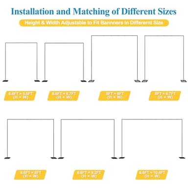 Fomcet 8FT x 8FT Backdrop Stand Heavy Duty with Base, Black Portable Adjustable Pipe and Drape Backdrop Stand Kit, Square Metal Arch Party Frame for Wedding Birthday Parties Banquet Decorations - Image 3