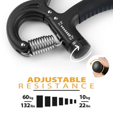 NIYIKOW 2 Pack Grip Strength Trainer, Hand Grip Strengthener, Adjustable Resistance 22-132Lbs (10-60kg), Forearm Strengthener, Perfect for Musicians Athletes - Carbon Black - Image 5
