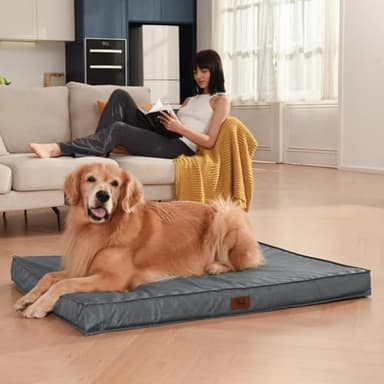 Tail Stories Outdoor Orthopedic Dog Bed, Waterproof Dog Bed for Large Dogs 36x27 Inch, Egg Crate Foam Pet Mat with Washable Removable Oxford Cooling Cover, Grey - Image 5