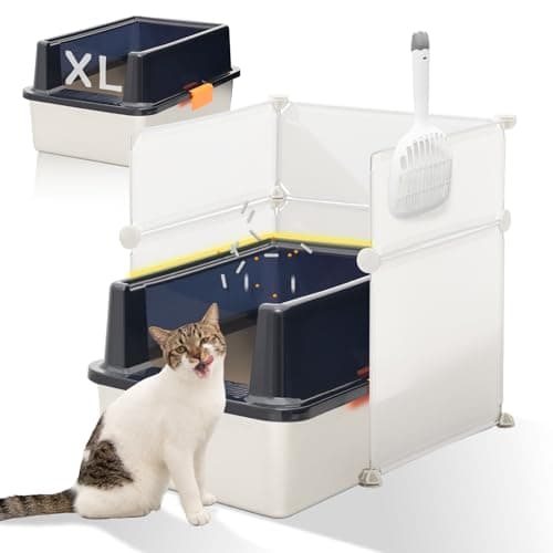 MEEXPAWS Stainless Steel Litter Box with Lid Extra Large XL for Big Cats, Enclosed Metal Litter Box with High Sided Enclosure & Scoop, Non-Sticky, Anti-Urine Leakage, Easy Cleaning - Image 1