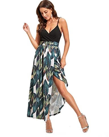Newshows Summer Outfits Dresses for Women 2025 Beach Vacation Clothes Spaghetti Strap Casual Fall Wedding Guests Country Concert Outfits Long Elegant Classy Flowy Sundress(Floral 09, L) - Image 4