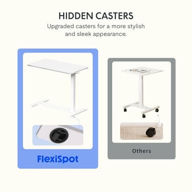 FLEXISPOT Mobile Standing Desk with Wheels Pneumatic Laptop Desk Rolling Computer Cart Movable Height Adjustable Small Sit Stand Desk Computer Workstations Home Use（31.5" W x 17.7" D,White - Image 8