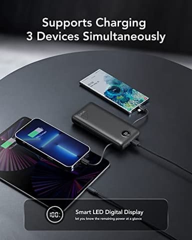 VRURC Portable Charger 20000mAh, Fast Charging Power Bank USB C,4 Output 2 Input Travel Essentials Charging Bank Equipped with LED Display,Built-in Wall Plug and Cables,Phone Charger Battery,Black - Image 7