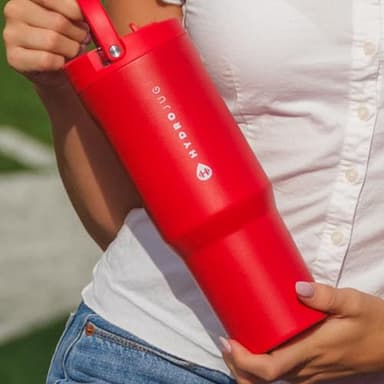 HydroJug Sport - Stainless Steel Tumbler with Straw, Vacuum Insulated, 40oz Leakproof Water Bottle, Ergonomic Design, Reusable, Dishwasher Safe, Rubber Base, Durable for Gym or Outdoors, Alumni Red - Image 5