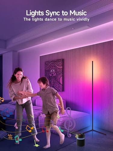 Tyute Corner Floor Lamp, RGB LED Corner Lamp with Music Sync, Smart App and Remote Control Color Changing Ambience Light, LED Lamp with 16 Million Colors for Bedroom, Living Room Gaming Room - Image 4