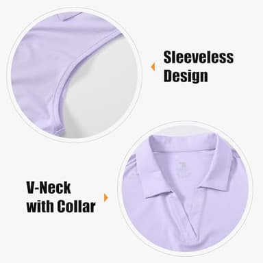 BGOWATU Sleeveless Golf Shirts for Women Collared V Neck Polo Dry Fit Tennis Tank Tops UPF 50+ Lightweight Light Purple XL - Image 5