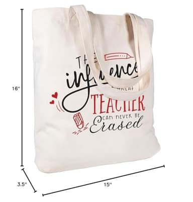 ELEGANTPARK Teacher Appreciation Gifts for Women Teacher Gifts for Retirement Valentines Day Birthday Graduation Christmas Thank You Ivory Cotton Canvas Tote Shoulder Bag with Interior Pocket - Image 8