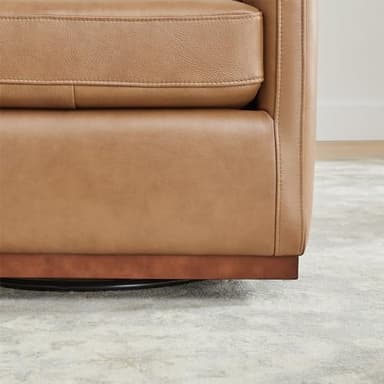 CHITA Genuine Leather Swivel Accent Chair, FSC Certified Mid Century Modern Arm Chair for Living Room and Bedroom, Fully Assembled, Saddle - Image 7