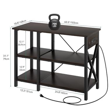 YITAHOME 40-50 Gallon Fish Tank Stand with Power Outlet, 40x18 Inch Metal Aquarium Stand with 3-Tier Adjustable Storage Shelves and Hooks, 700LBS Capacity, Black - Image 7