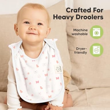8-Pack Baby Bibs for Boys, Girls - Pullover Bibs for Drooling Teething Baby Girl & Boy Toddler, Newborn, Soft & Absorbent, Cute Colors, Large Torso Coverage Keep Infant Clean & Dry (Butterflies) - Image 6