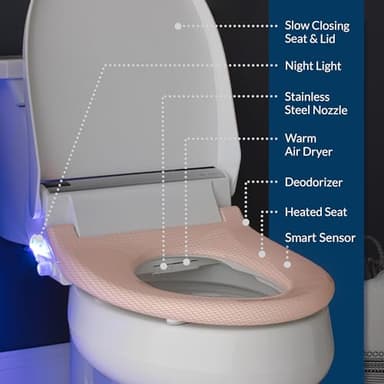 Bio Bidet BB2000 Bliss Electric Bidet Toilet Seat, Warm Water with Air Dryer, Heated Seat with Sensor and Slow Close Lid, Night Light, Remote Control, Elongated, White - Image 4