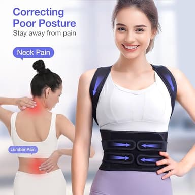 Kepwaa Posture Corrector for Women and Men, Upgraded Full Back Brace Support, Adjustable Shoulder Straightener for Improving Back Posture, Relief for Upper and Lower Back, Lumbar, Neck, Shoulder Pain - Image 2