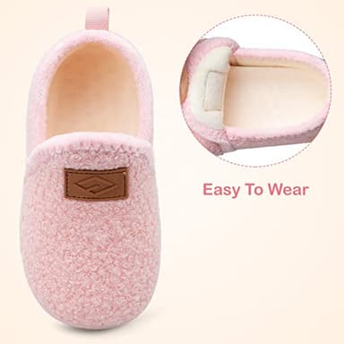 Lefflow Toddler Slippers Girl House Bedroom Slippers Winter Baby First Walking Sock Shoes Toddler Essentials Christmas Pink Size 4.5-5 - Image 2