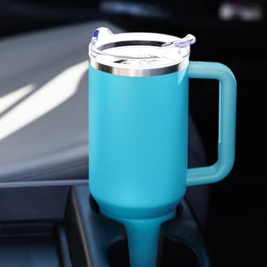 Greatyos 40 oz Tumbler with Handle and Straw Lid Insulated Tumblers Cups with Lids Straws Double Wall Vacuum Leak Proof Stainless Steel 40oz Tumbler Travel Mug Gifts for Men Women Him Her (Pool) - Image 7