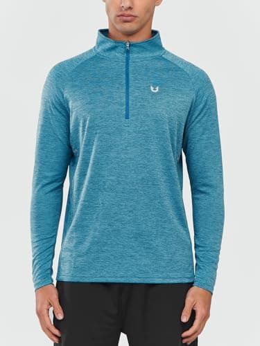 NORTHYARD Men's Running Shirt Long Sleeve Quarter Zip Pullover Moisture Wicking Quick Dry Athletic Workout Shirts CORALHEATHER-M - Image 2