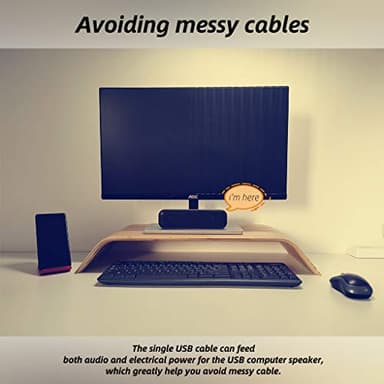 [Upgraded] USB Computer /Laptop Speaker with Stereo Sound & Enhanced Bass, Portable Mini Sound Bar for Windows PCs, Desktop Computer and Laptops - Image 5