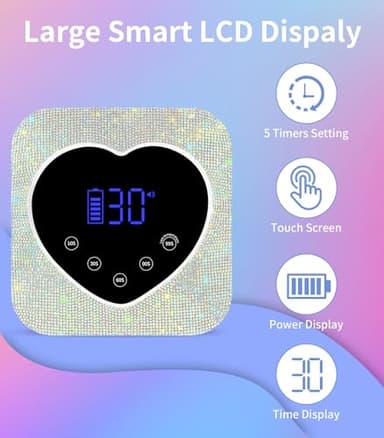 HUGMAPLE Cordless UV Nail Lamp for Gel Nails 72W, Rechargeable Diamond LED Nail Dryer with 5 Timer Setting, Touch Control & Auto Sensor, Fast Nail Light Curing Lamp for Salon & Home - Image 3