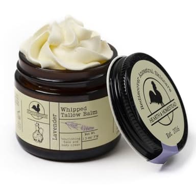Hearth and Homestead: Handmade Whipped Tallow Balm, Organic, Moisturizer, Body Butter with Infused Olive Oil, for Eczema, Rosacea, Baby (Lavender) - Image 5