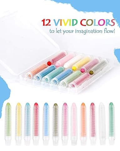 NewFamily Dustless Chalk for Kids, Colored Sidewalk Chalk With Holder,Non-Toxic Washable Toddlers Chalks Drawing Writing for Outdoor Art Play,Blackboard(12 Pcs) - Image 3