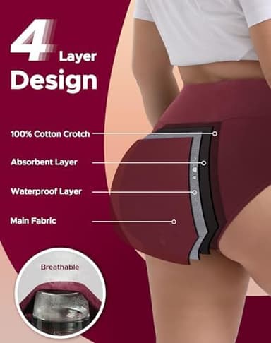 INNERSY Period Underwear for Women High Waisted Leak-Proof Postpartum Menstrual Panties 3-Pack - Image 6