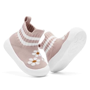 Engtoy Baby Shoes & Socks - Non-Slip Breathable Slippers with Soft Rubber Sole - Baby Boys & Girls Slip On Sneakers - Pink Flower - Image 4