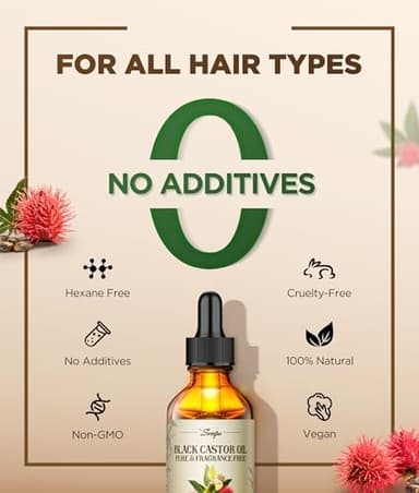 100% Pure Jamaican Black Castor Oil for Hair & Skin, Cold Pressed Organic Hair Growth Oil for Eyelashes & Eyebrows, Unrefined Hair Oil Glass Bottle Pack Wrap Christmas Gift, Hexane Free 2.02 Fl Oz - Image 6