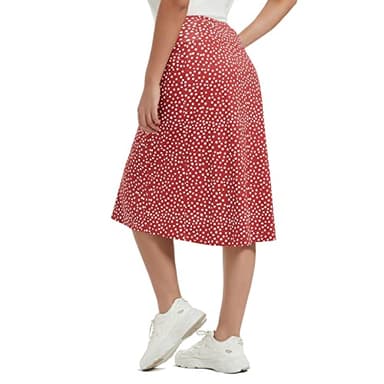 NOOYME 28" Skorts for Women with 3 Pockets Modest Knee Length Athletic Midi Skirts (X-Large,Red-White Dot) - Image 2
