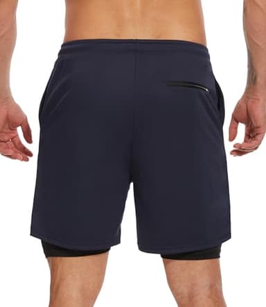 Kinglaman 4 Pack Mens 2 in 1 Running Workout Shorts with Liner, Gym Athletic Quick Dry Sport Shorts with Pockets 2 Black 1 Blue 1 Gray X-Large - Image 2