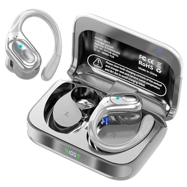 sajawass Wireless Earbuds Bluetooth Headphones, 75H Playtime Ear Buds with IP7 Waterproof, LED Display Charging Case in Ear Earphones for iOS/Android - Gray