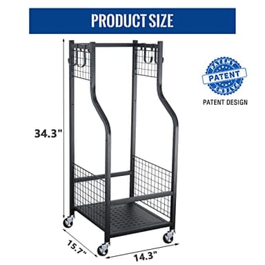 Mythinglogic Golf Bag Storage Organizer Rack-Golf Clubs Organization for Garage, Golf Bag Stand with Movable Hanging Hooks, Golf Equipment and Accessories Storage Racks for Garage,Shed,Basement - Image 7