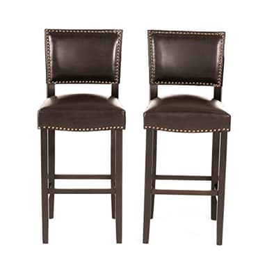 Christopher Knight Home Mayfield Bonded Leather Backed Barstools, 2-Pcs Set, Brown - Image 1