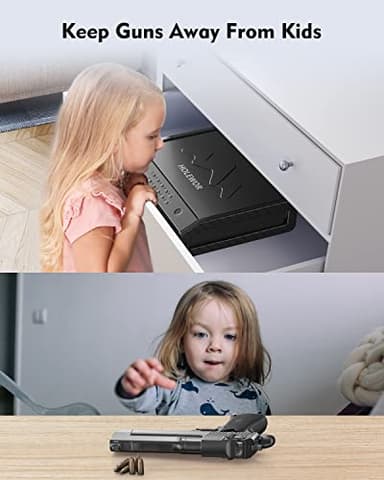 HOLEWOR Gun Safe, Biometric Gun Safes for Pistols with LCD Display of Temperature Humidity, Fingerprint Quick Access Pistol Safe Solid Handgun Safe with USB C Port - Image 6