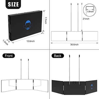 OLIBUY 3 Way Mirror with 10X Magnification, Three Way Mirror for Hair Cutting Shaving and Braiding, Height Adjustable with Two Hold Nails, 360 Viewing Angle, Clear Anti-Fog HD Glass - Image 7