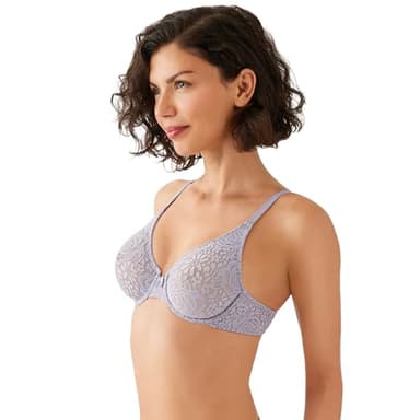 Wacoal Women's Halo Lace Unlined Mid Coverage Underwire Bra, 851205, Twilight Gray, 34G - Image 2