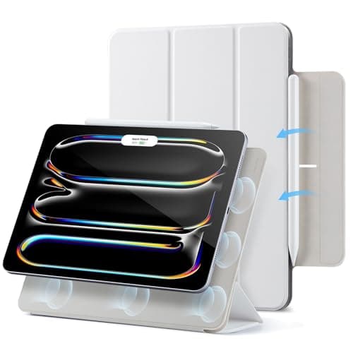 ESR for iPad Pro 11 Inch Case M4 2024(5th Gen), Strong Magnetic Attachment, Slim Trifold Stand Case, Supports Pencil Pro and Pencil(USB-C), Tough Protection, Auto Sleep/Wake, Rebound Series, White - Image 1