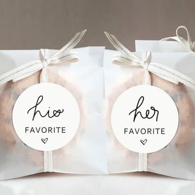 60pcs Her Favorite+60pcs His Favorite Wedding Candy Favor Stickers - Candy Bag Seals Wedding Stickers Bridal Shower Favor Treat Bag Stickers - Image 2