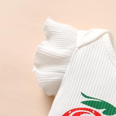 Tiny Cutey Baby Girl Clothes Infant Summer Outfits Set Ruffle Sleeve Romper and Floral Shorts with Headband (Strawberry romper shorts set,0-3 Months) - Image 3