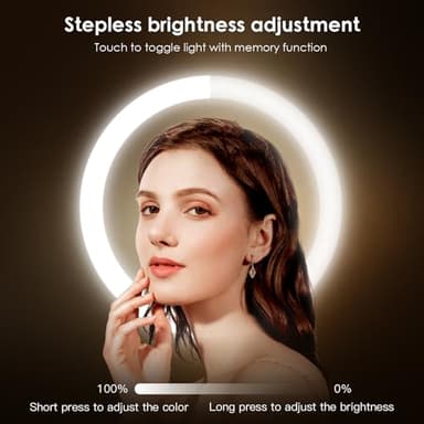 MNIENT Wall Mounted Lighted Makeup Mirror, 8" Rechargeable Double-Sided Light up Magnifying Mirror 1x/10x, 3 Colors Led Vanity Mirror with Lights, Touch Dimmable 360° Rotation Foldable - Image 4