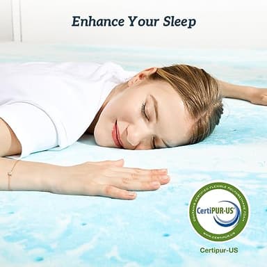 Sweetcrispy Mattress Topper Queen, 3 Inch Thick Memory Foam Gel Infused Cooling Toppers Pad for Queen Size Bed, Sleeper Sofa, RV, Camper, CertiPUR US Certified, Ventilated and Breathable, Blue - Image 6