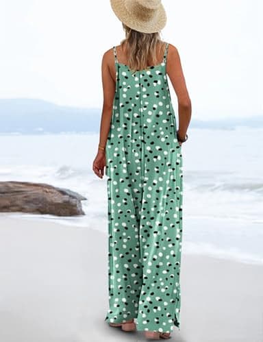 YESNO Women's Summer Casual Jumpsuits Wide Leg Overalls Floral Print Baggy Rompers with Pocket 2XL PZZCR 394 - Image 3