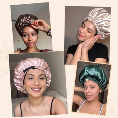 YANIBEST Adjustable Silk Bonnet Double Layer Satin Bonnet Hair Bonnet for Sleeping Bonnets for Women Hats Curly Natural Hair, Blush Pink - Image 5