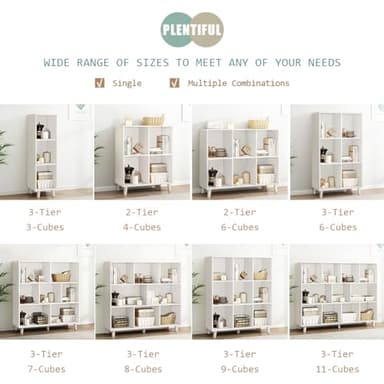 IOTXY Open Cube Low Bookcase - 2-Tier Freestanding Storage Display Cabinet Organizer with Legs for Home Office, 4-Cubes Open Shelf Short Bookshelf, White - Image 4
