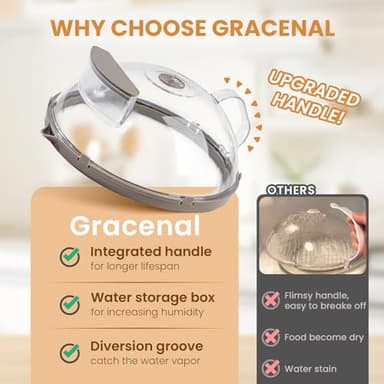 Gracenal Microwave Splatter Cover for Food, Upgraded Microwave Cover with Water Steamer, Integrated Handle, 10” Plate Covers, Splatter Guard, Kitchen Gadgets & Accessories, House Essentials for Gift - Image 4