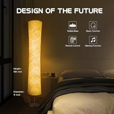 Torchlet Floor Lamp, RGB Floor Lamp with 16 Million DIY Colors and Scene Modes, Music Sync and White Fabric Shade with App/Remote Control, Standing Lamp for Living/Game Room Bedroom - Image 2